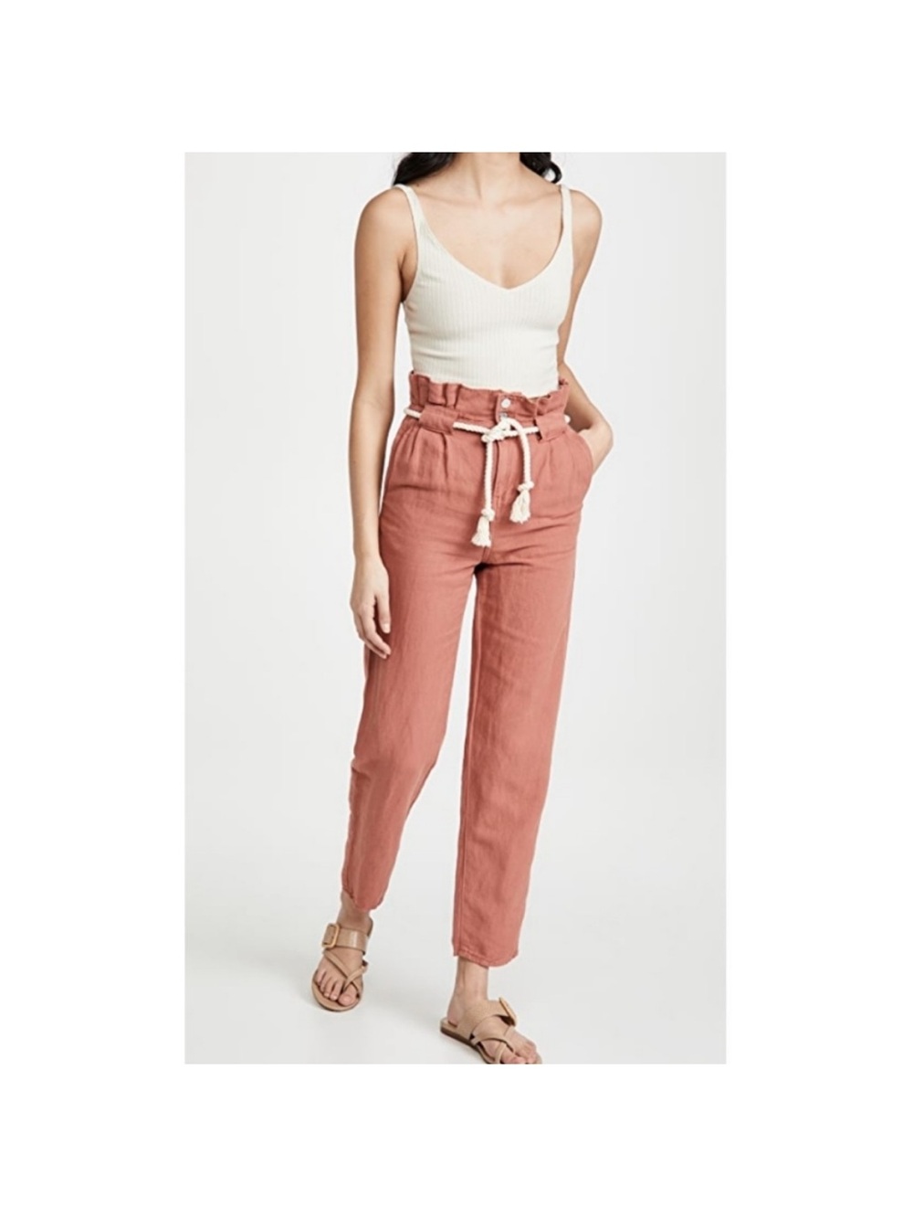 Veronica Beard Karter Pleated Paperbag Crop Pants Dusty Rose Size 0